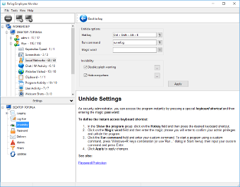 Invisibility settings