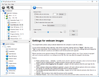 Settings for webcam images